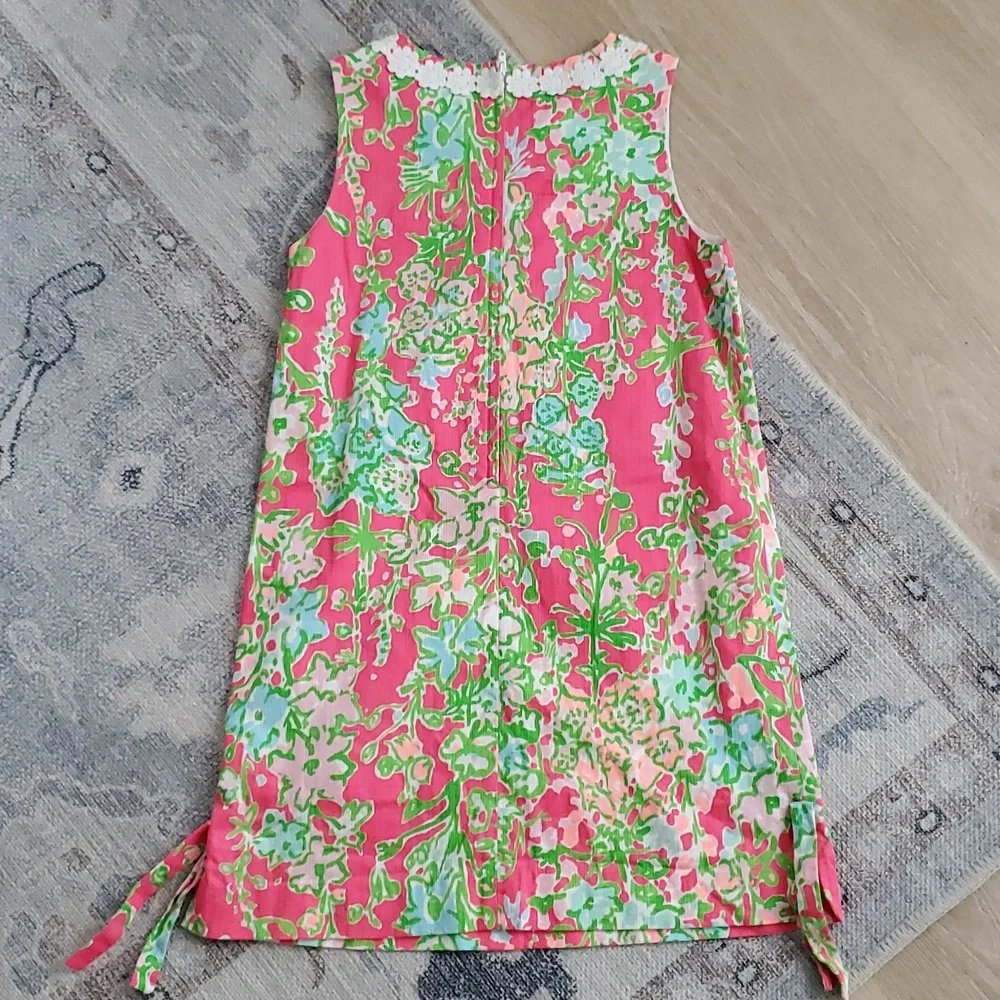 Lilly Pulitzer Girls Pink Green Floral Shift Dress Sz10